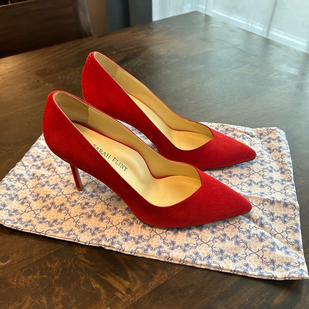 Sarah Flint Holiday Red Suede Women's Heels 37/ US 7